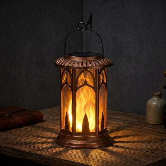 10-Piece Vintage Outdoor Solar Lanterns | Waterproof Flickering Flame Decorative Hanging Lights for Patio Garden Pathway