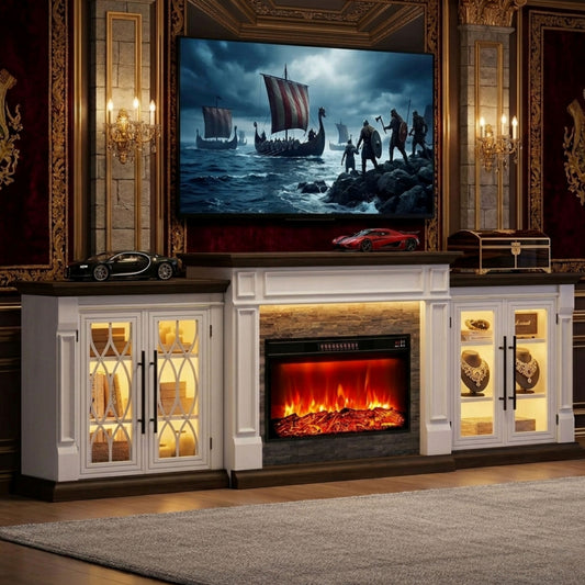 Modern Farmhouse Media Console With Electric Fireplace