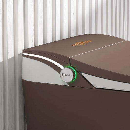 Brown Smart Tankless Toilet With Dual Flush & Bidet Combo