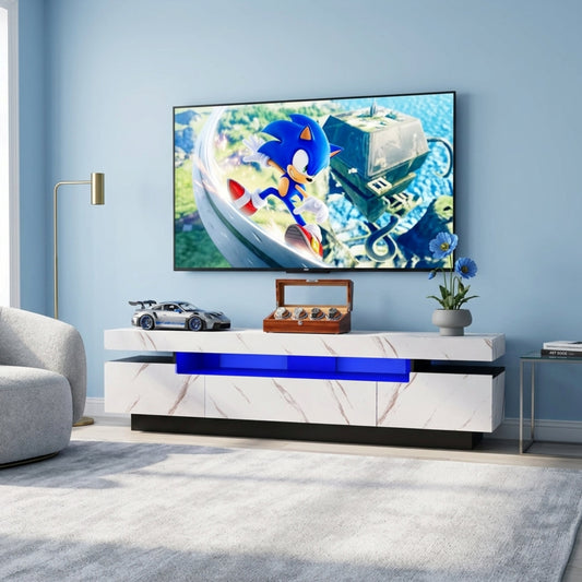 71" High Gloss/Marble Modern Entertainment Center