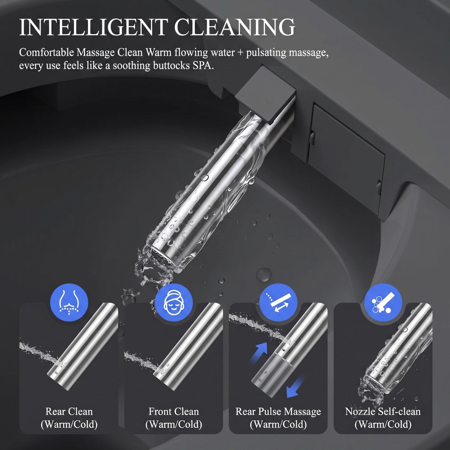 Modern Tankless Smart Toilet with Bidet, Auto Lid & Heated Seat)