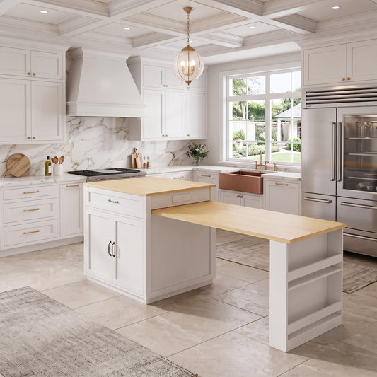 74-Inch Extendable Kitchen Island with Dining Table & Power Outlet