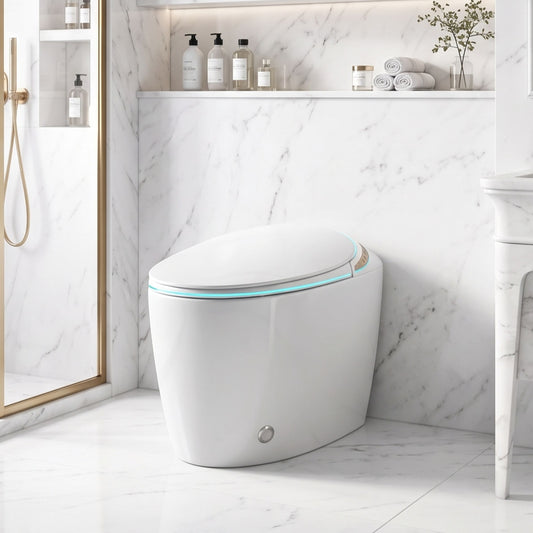Smart Oval Shaped Bidet Toilet | Auto Open/Flush, 3-Level Heated Seat, Self-Cleaning Nozzle