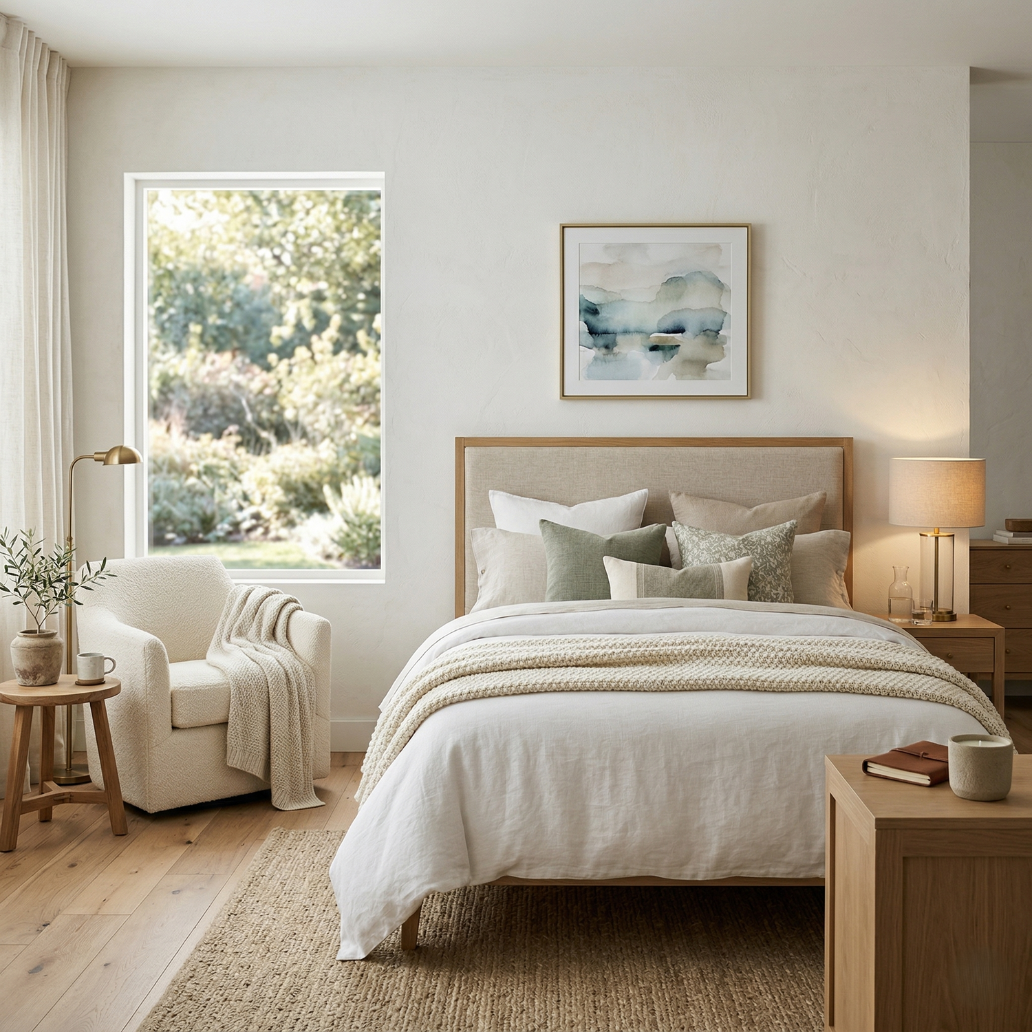 The Private Sanctuary: Serene Textiles & Refined Accents