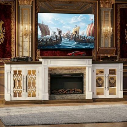 Modern Farmhouse Media Console With Electric Fireplace