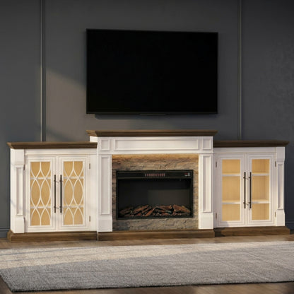 Modern Farmhouse Media Console With Electric Fireplace