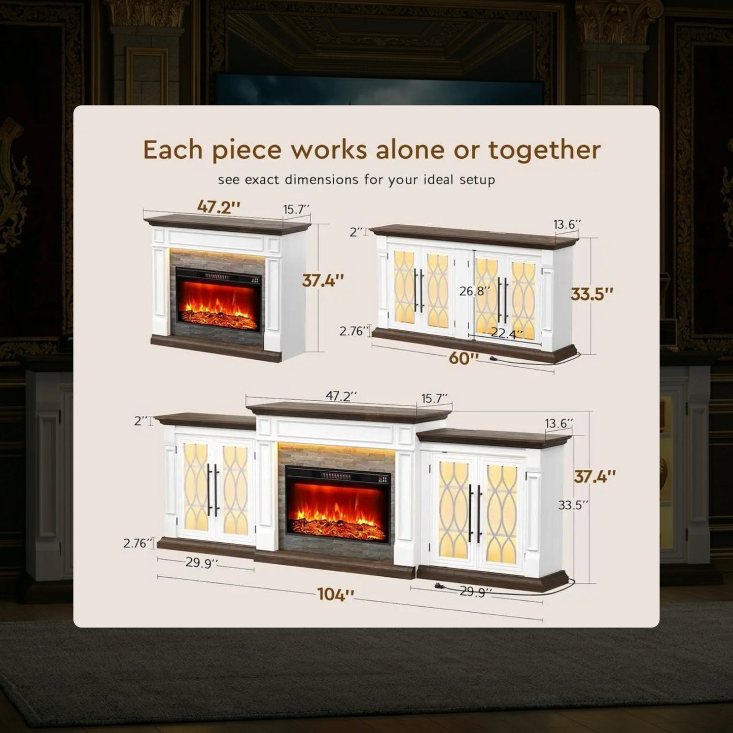 Modern Farmhouse Media Console With Electric Fireplace