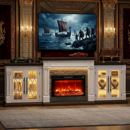 Modern Farmhouse Media Console With Electric Fireplace