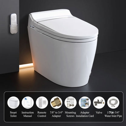 Modern Tankless Smart Toilet with Bidet, Auto Lid & Heated Seat)