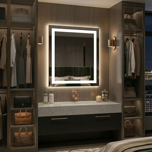 Smart Illuminated Vanity Mirror with Anti-Fog & 3-Color Dimmable Backlit Wall Mirror