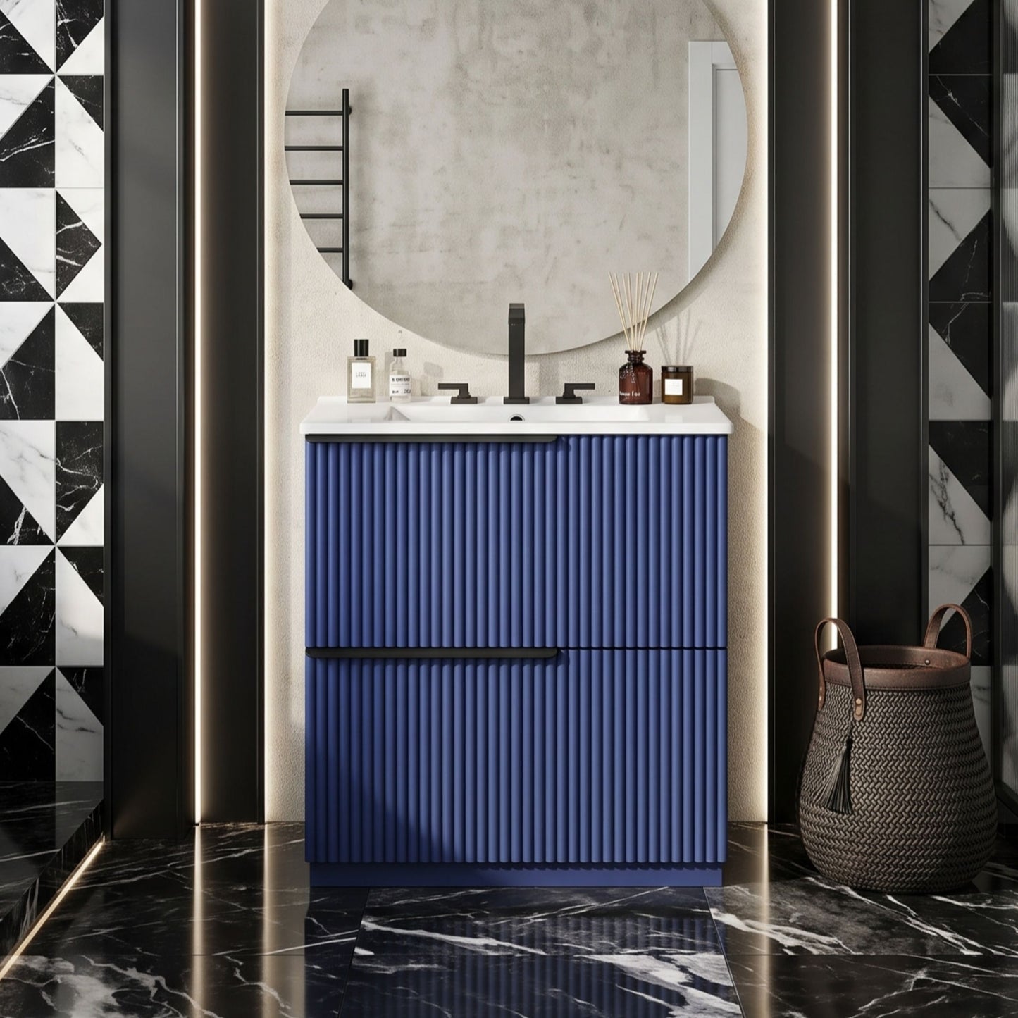 Minimalist Bathroom Vanity Cabinet With Ceramic Sink & Soft-Close Drawers