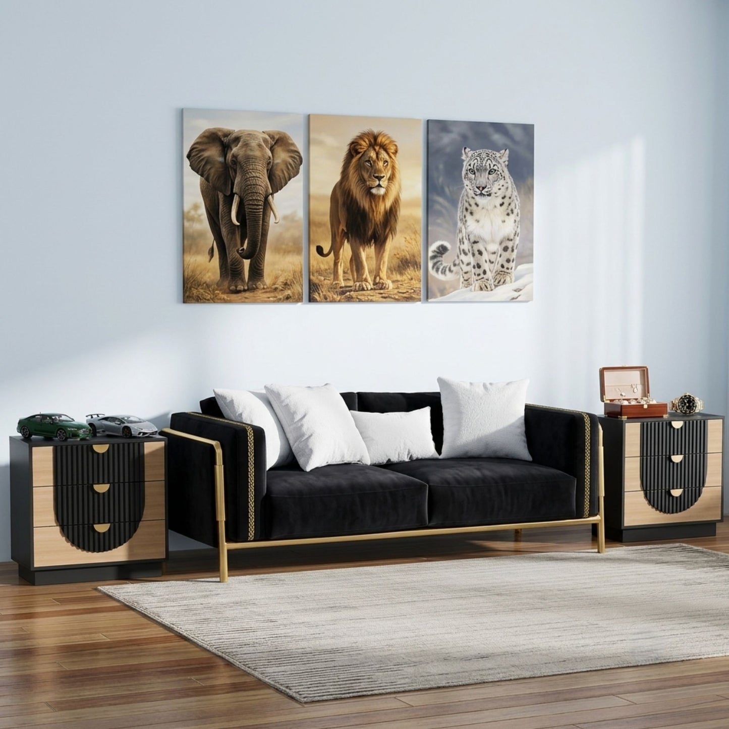 Modern 3-Drawer Bedside Table, Solid Wood End Table & Storage Cabinet