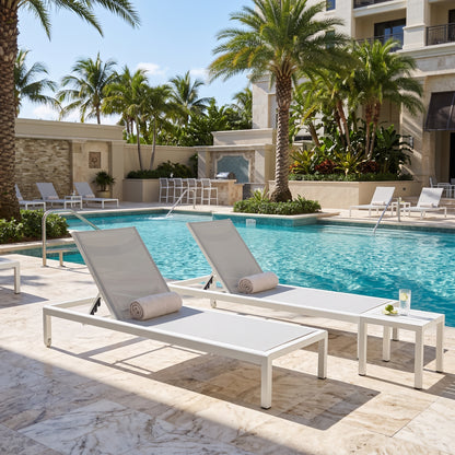 2-Piece Outdoor Aluminum Chaise Lounge Chair Set