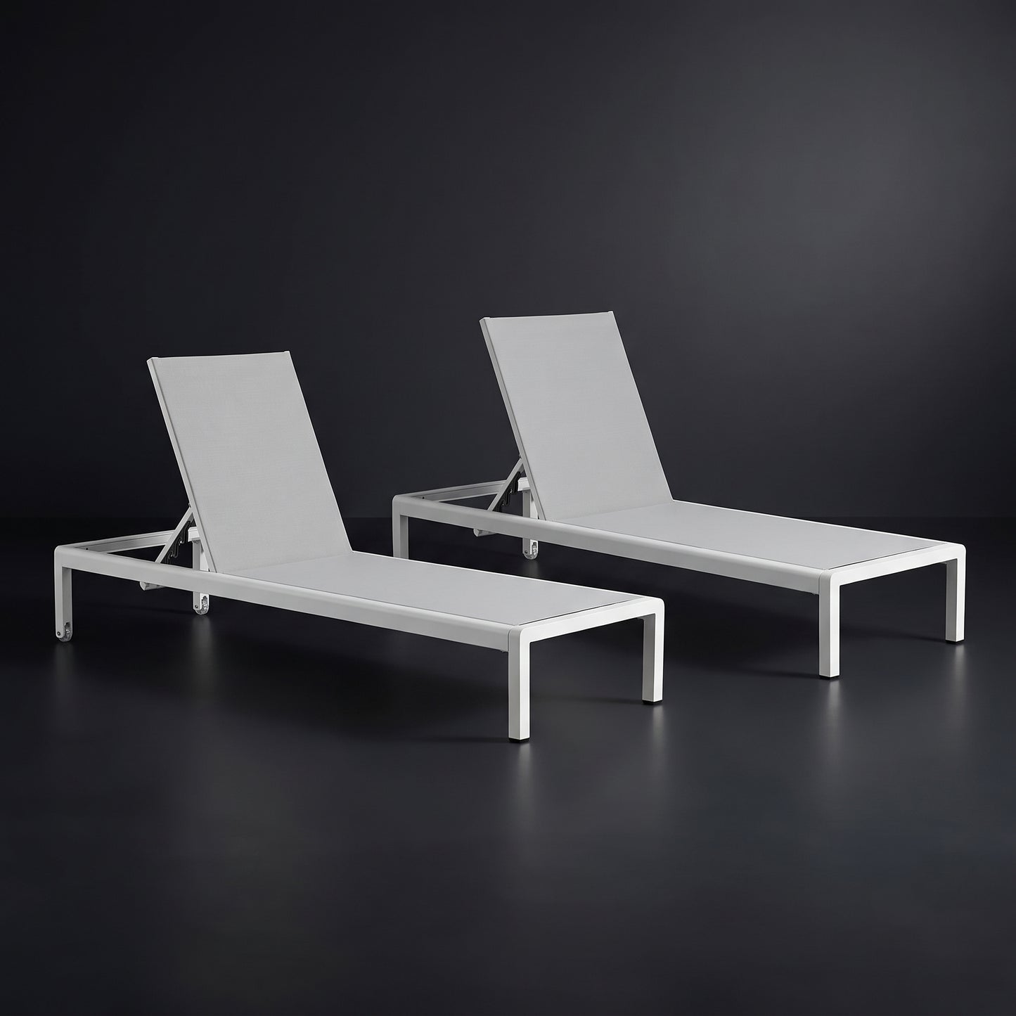 2-Piece Outdoor Aluminum Chaise Lounge Chair Set