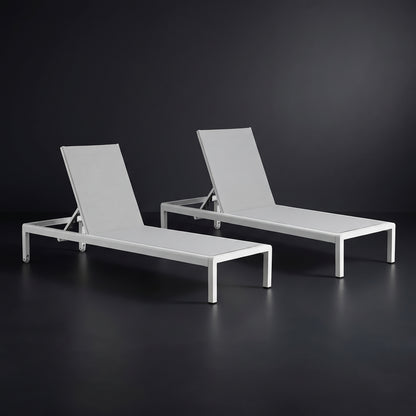 2-Piece Outdoor Aluminum Chaise Lounge Chair Set