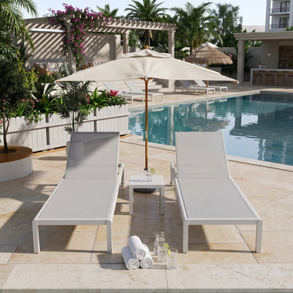 2-Piece Outdoor Aluminum Chaise Lounge Chair Set