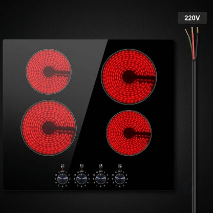 24-Inch Built-In Electric Cooktop, 4-Burner Glass Ceramic Radiant Stovetop