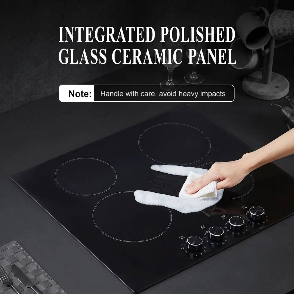 24-Inch Built-In Electric Cooktop, 4-Burner Glass Ceramic Radiant Stovetop