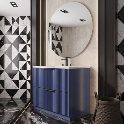 Minimalist Bathroom Vanity Cabinet With Ceramic Sink & Soft-Close Drawers