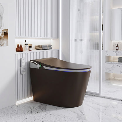 Brown Smart Tankless Toilet With Dual Flush & Bidet Combo