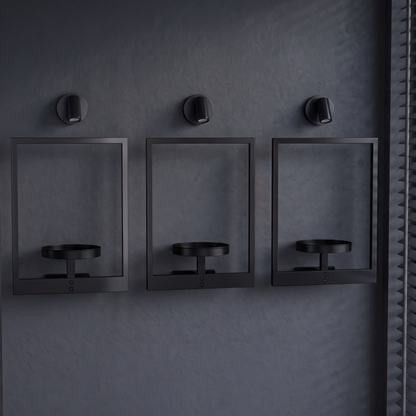 3-Pack Modern Metal Frame Architectural Hanging Display with Integrated Spotlights