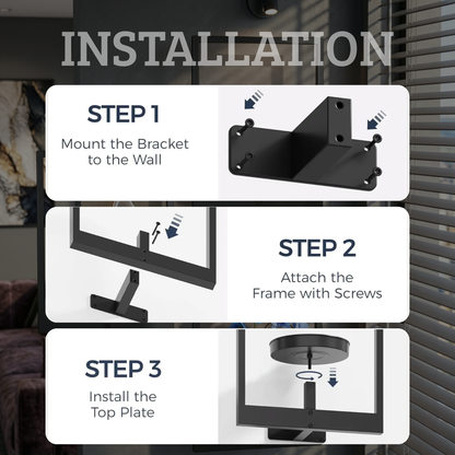 3-Pack Modern Metal Frame Architectural Hanging Display with Integrated Spotlights
