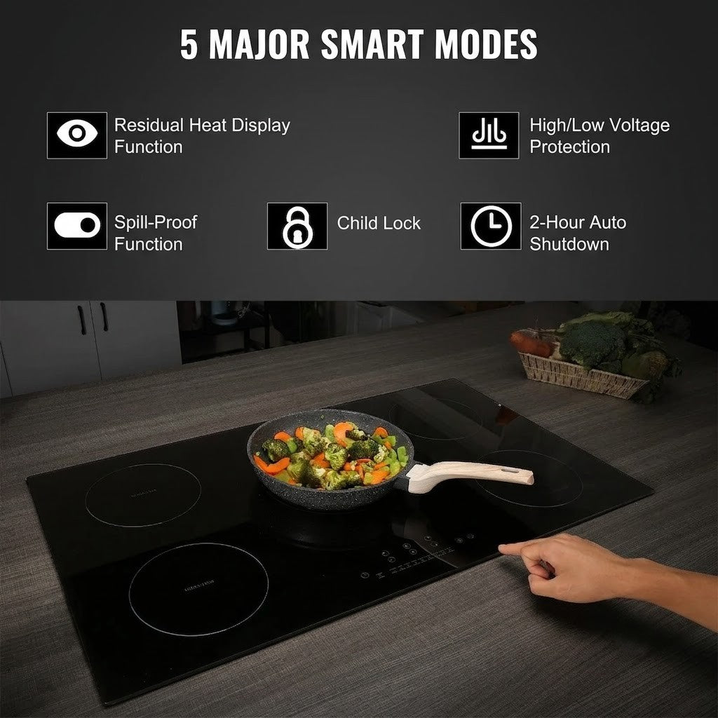 36-Inch 9200W 5 Burner Electric Built-In Induction Cooktop