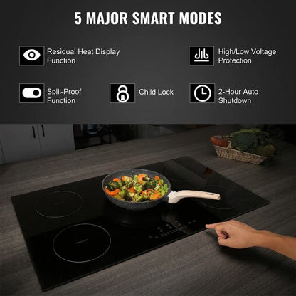 36-Inch 9200W 5 Burner Electric Built-In Induction Cooktop