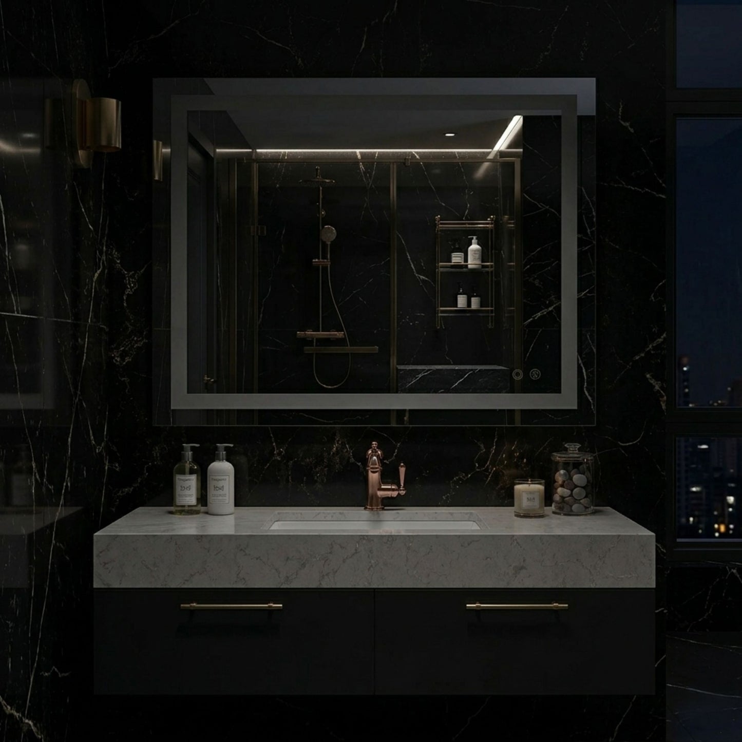 Smart Illuminated Vanity Mirror with Anti-Fog & 3-Color Dimmable Backlit Wall Mirror