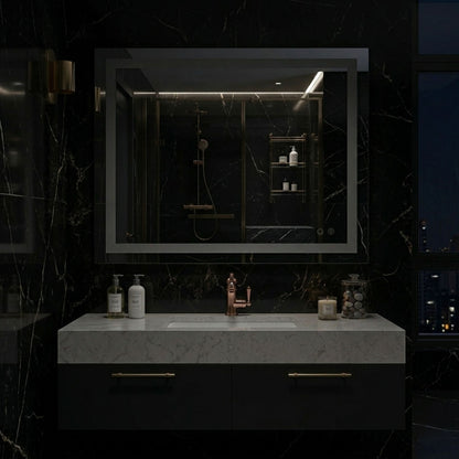 Smart Illuminated Vanity Mirror with Anti-Fog & 3-Color Dimmable Backlit Wall Mirror