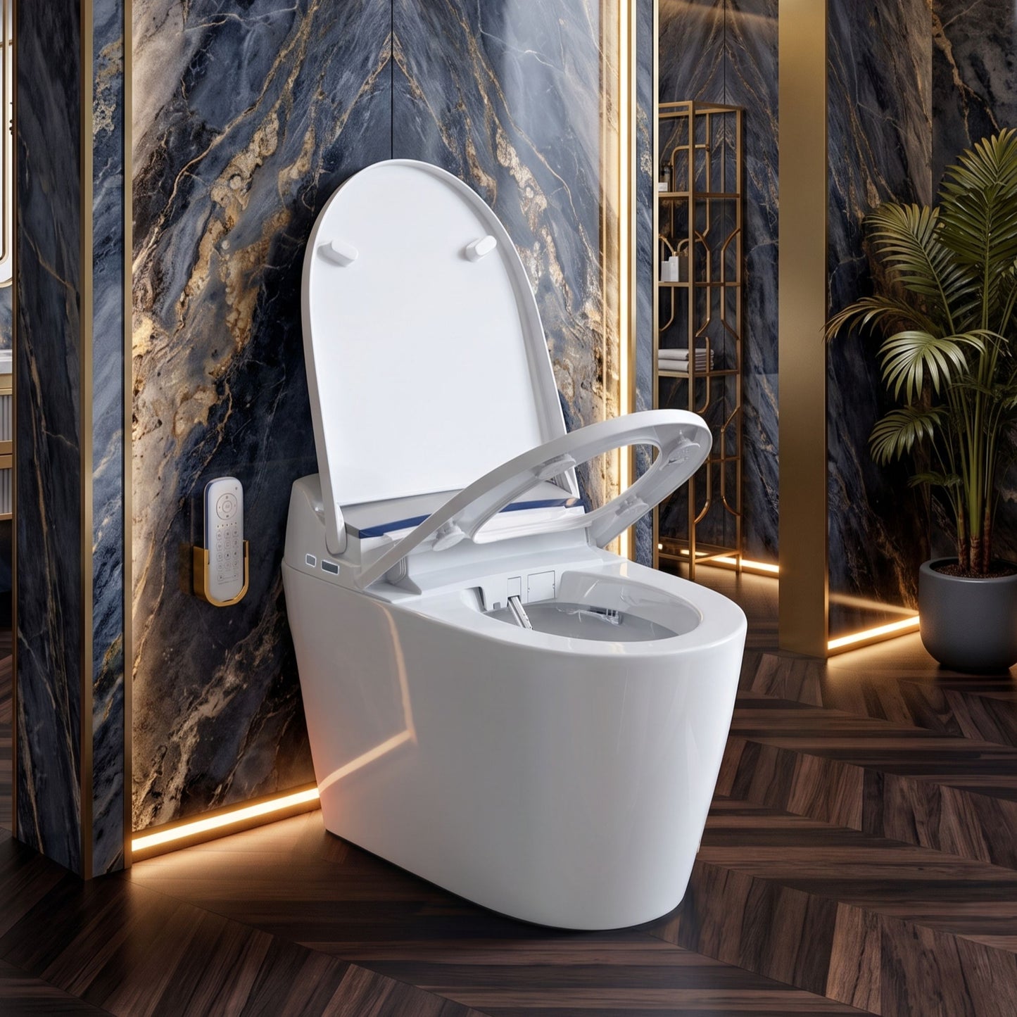 Modern Tankless Smart Toilet with Bidet, Auto Lid & Heated Seat)