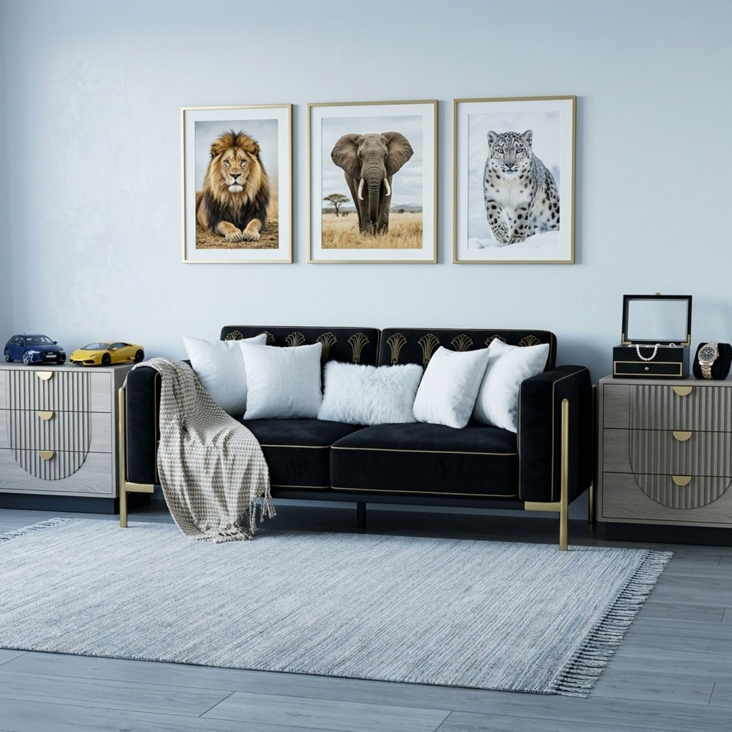 Modern 3-Drawer Bedside Table, Solid Wood End Table & Storage Cabinet