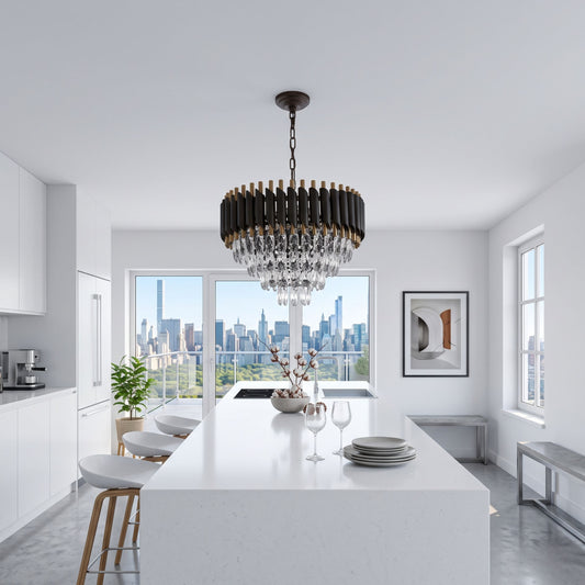 Modern Black/Gold Dimmable Crystal Pendant Lighting