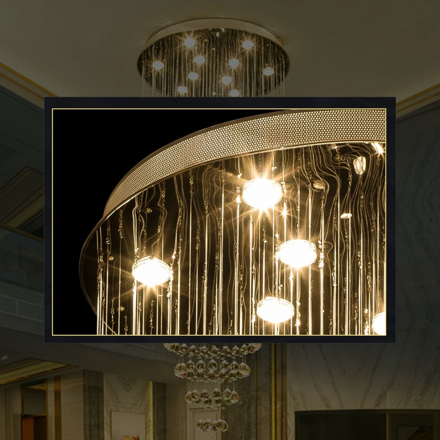 Modern Luxury LED Crystal Chandelier | Spiral Staircase & Double Entry Pendant Light