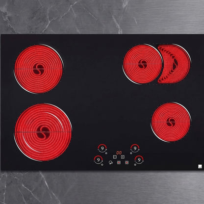 30" Built-In Electric Radiant Cooktop | 4-Burner 7200W Glass Stove