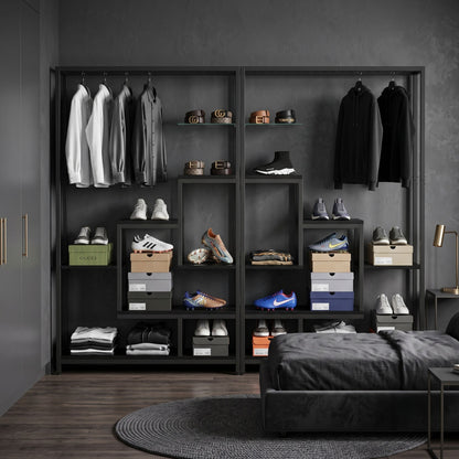 5-Tier Tall Metal Multi-Functional Display Shelf With Hanging Hooks