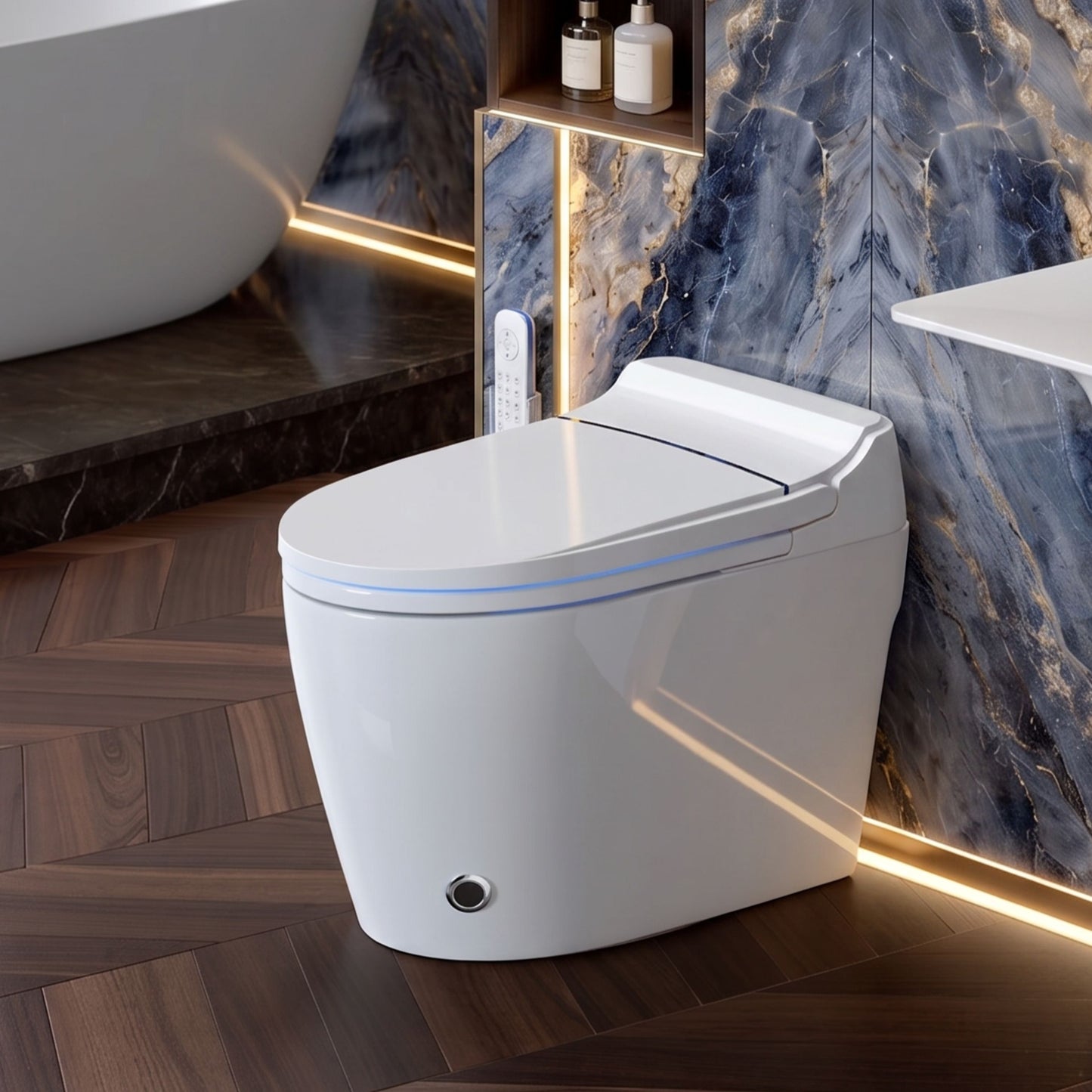 Modern Tankless Smart Toilet with Bidet, Auto Lid & Heated Seat)