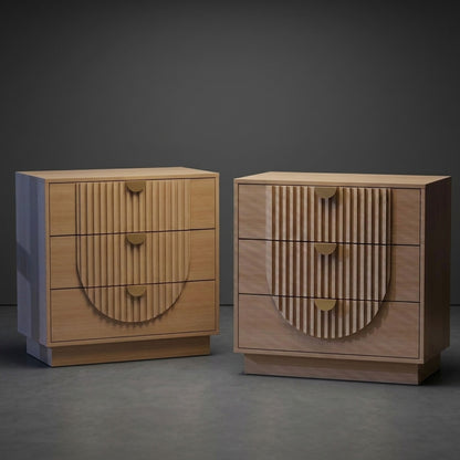Modern 3-Drawer Bedside Table, Solid Wood End Table & Storage Cabinet