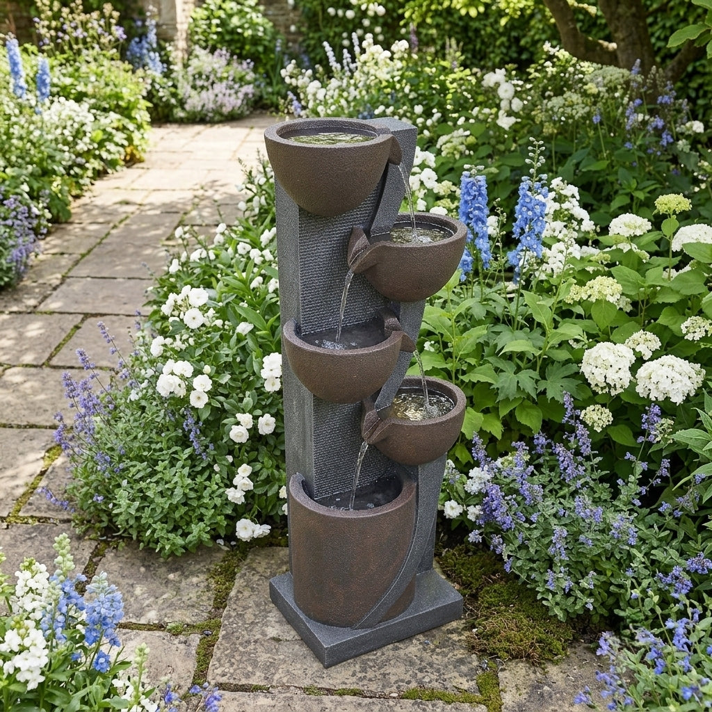 49-inch 5-Tier Outdoor Water Fountain With LED Lighting