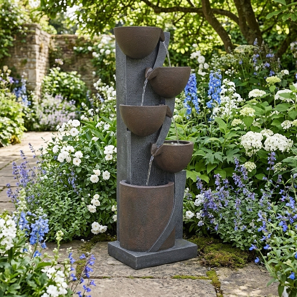 49-inch 5-Tier Outdoor Water Fountain With LED Lighting