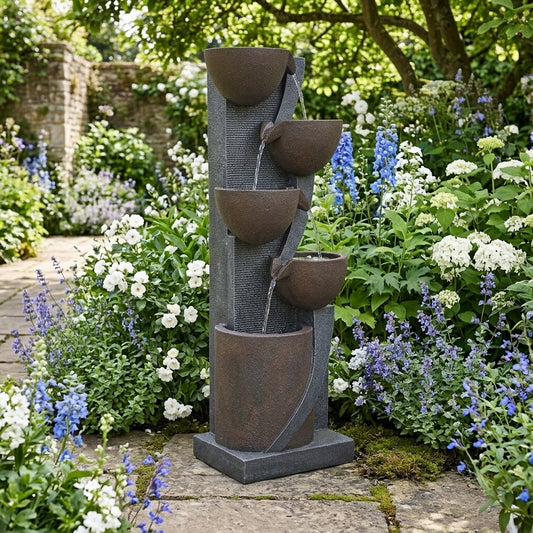 49-inch 5-Tier Outdoor Water Fountain With LED Lighting
