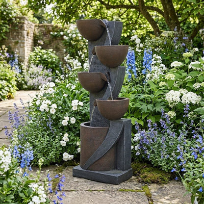 49-inch 5-Tier Outdoor Water Fountain With LED Lighting