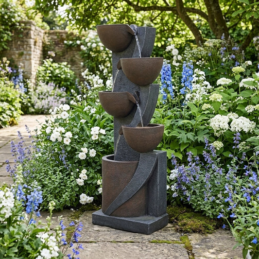 49-inch 5-Tier Outdoor Water Fountain With LED Lighting