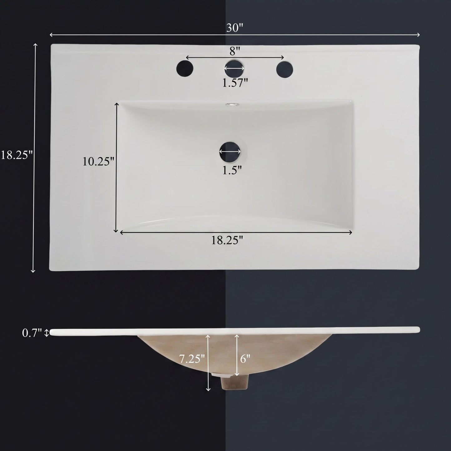 Minimalist Bathroom Vanity Cabinet With Ceramic Sink & Soft-Close Drawers