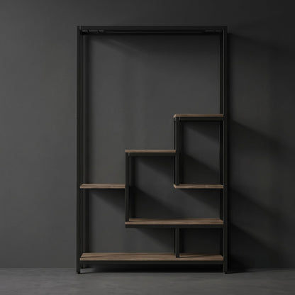 5-Tier Tall Metal Multi-Functional Display Shelf With Hanging Hooks