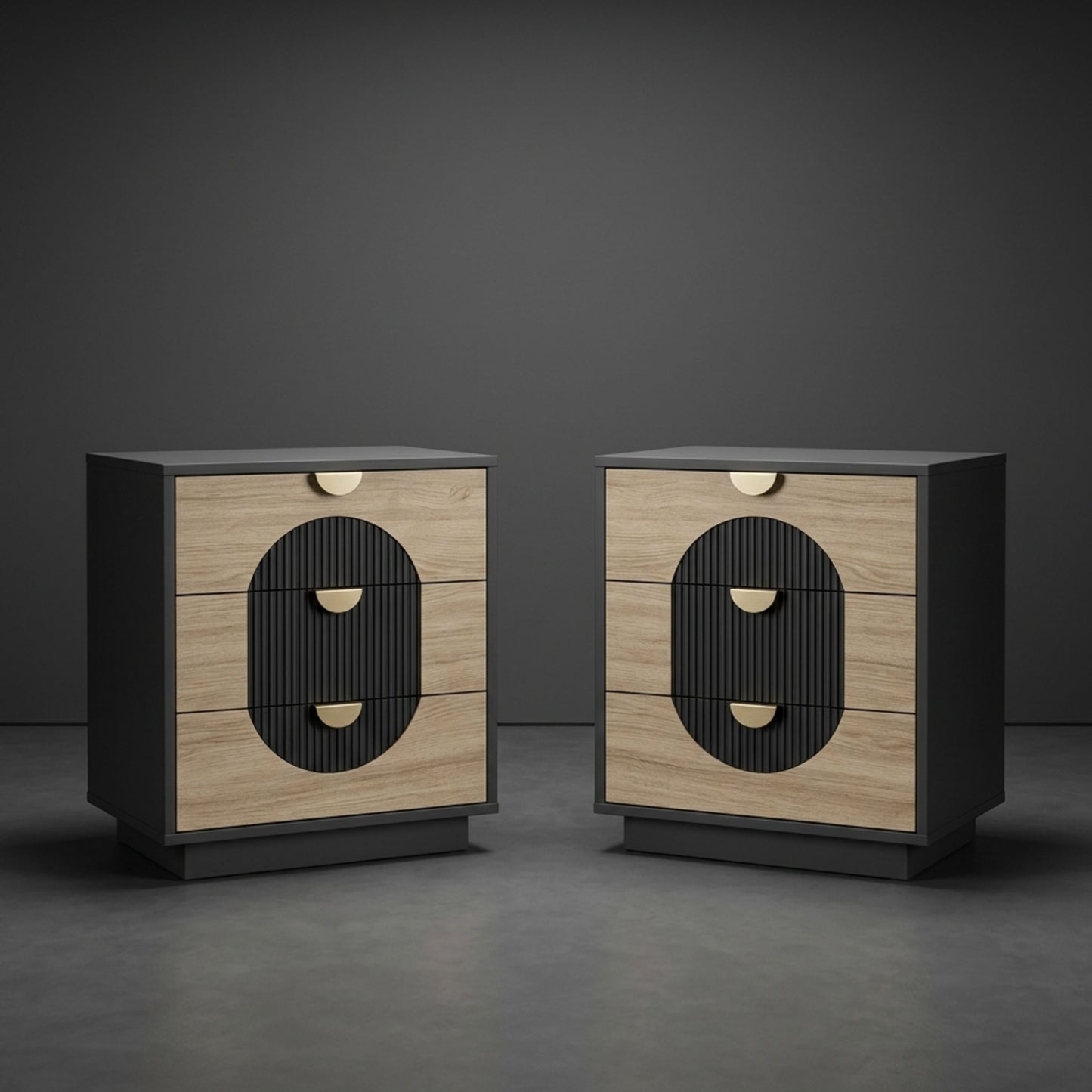 Modern 3-Drawer Bedside Table, Solid Wood End Table & Storage Cabinet