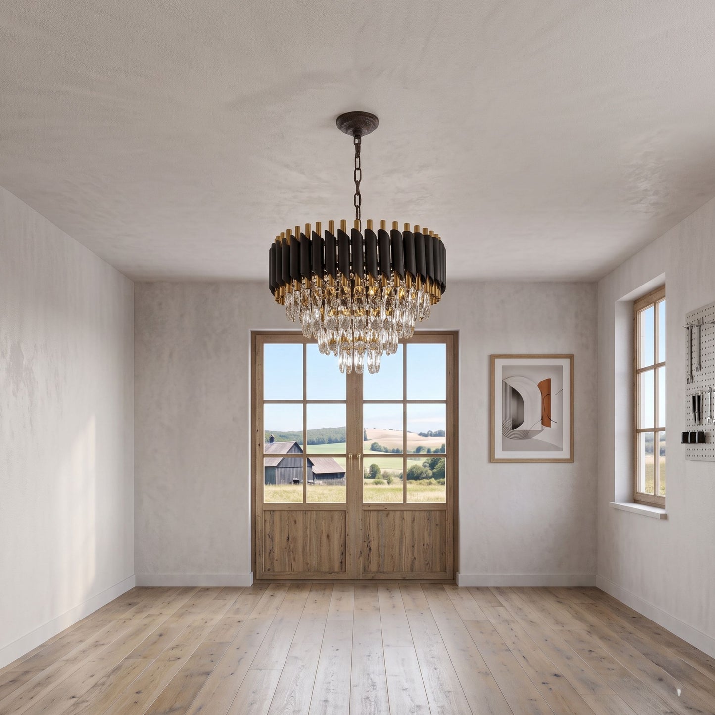 Modern Black/Gold Dimmable Crystal Pendant Lighting