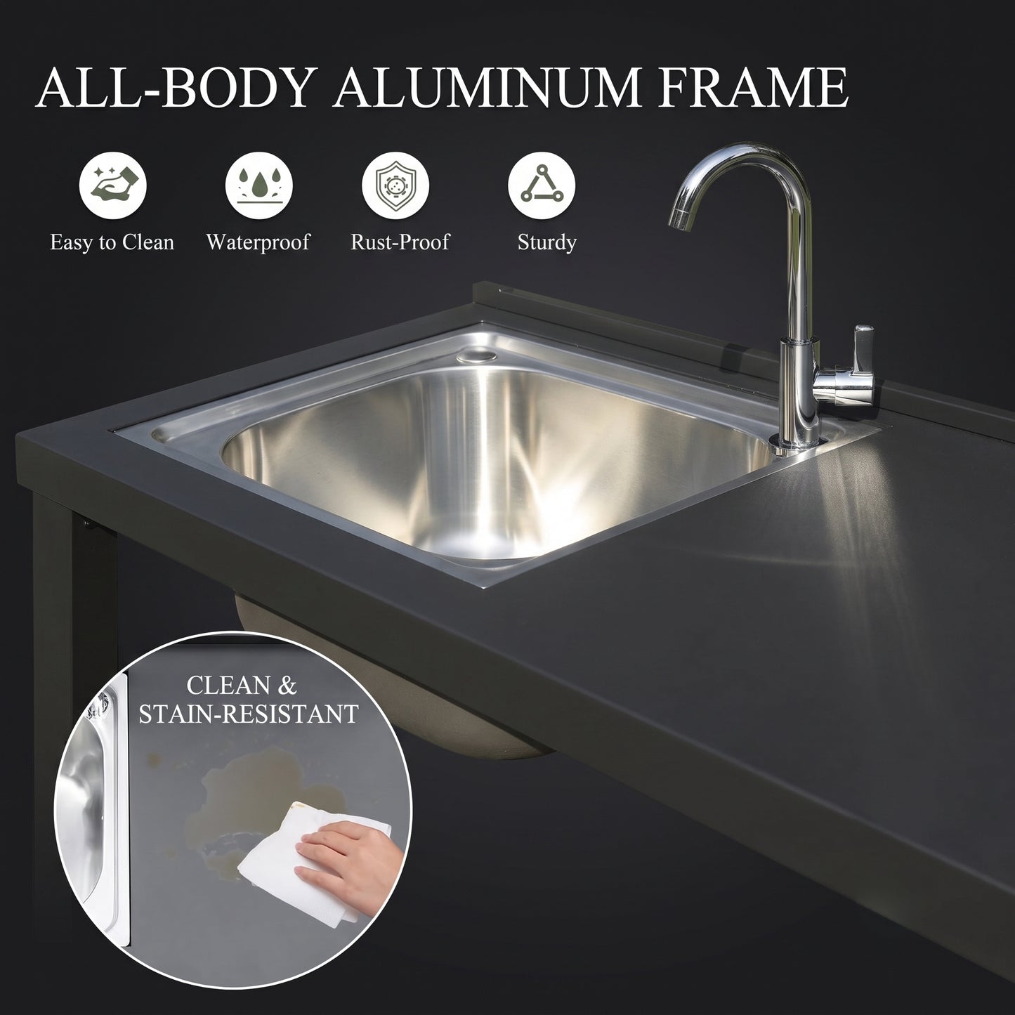 5-Piece Modular Aluminum Outdoor Kitchen Island Set with Sink