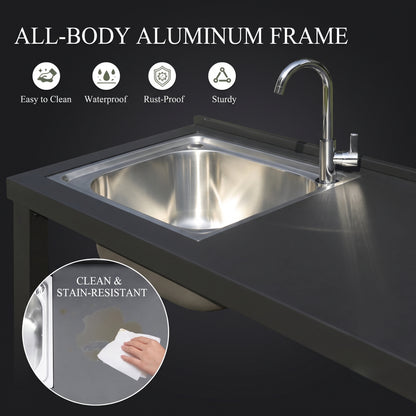 5-Piece Modular Aluminum Outdoor Kitchen Island Set with Sink