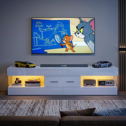 Modern Minimalist White High Gloss Media Console